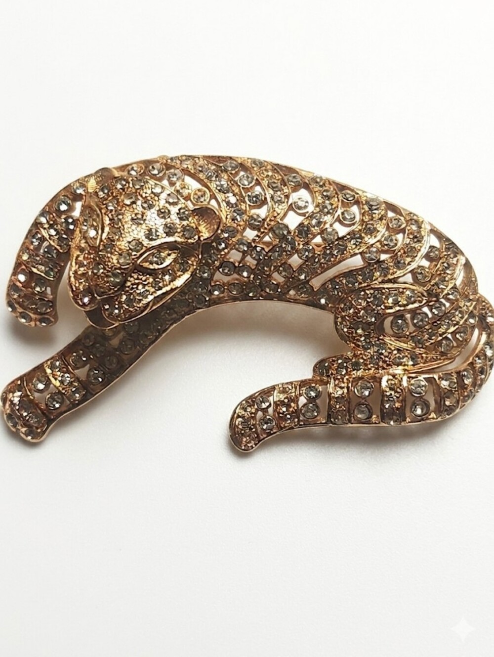 P&M Paris Leopard Brooch Gold Austrian Crystal - Broche panthère dorée cristaux